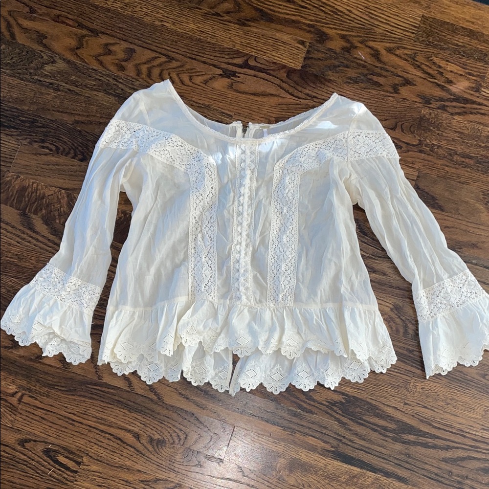 Free People Cream Lace Blouse